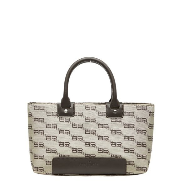 Balenciaga BB logo handbag tote bag in beige and brown canvas